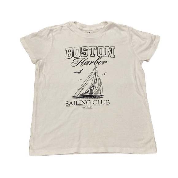Doe Tops - Doe “Boston Harbor Sailing Club” White Graphic T-Shirt Sz. XS- Used Excellent